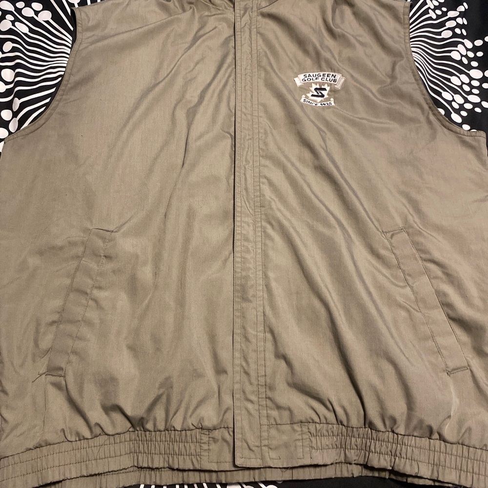 Men Saugeen Golf Club Vintage Slazenger Windbreaker Taupe Large Vest